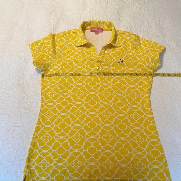 Magnolia Lane Masters Golf Short Sleeve Polo Top Yellow and White - Small - Picture 9 of 11
